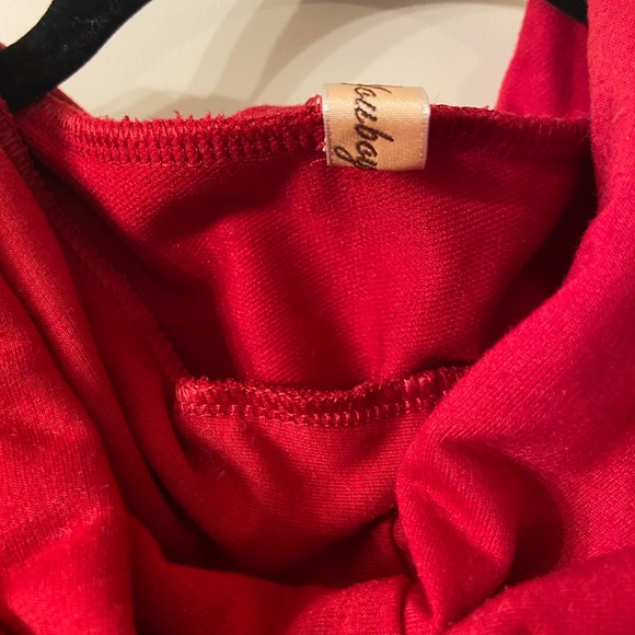 Red Faith hooded tunic long sweater - Picture 4 of 4